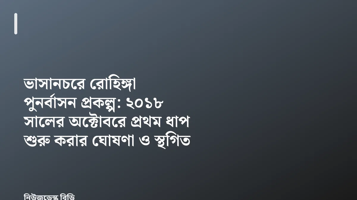 ভাসানচরে রোহিঙ্গা পুনর্বাসন প্রকল্প: ২০১৮ সালের অক্টোবরে প্রথম ধাপ শুরু করার ঘোষণা ও স্থগিত হওয়া কর্মসূচি — যাচাইডেস্ক