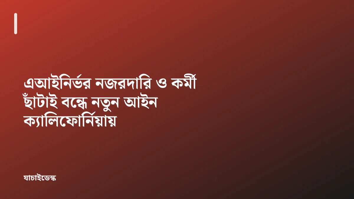 এআইনির্ভর নজরদারি ও কর্মী ছাঁটাই বন্ধে নতুন আইন ক্যালিফোর্নিয়ায় — যাচাইডেস্ক