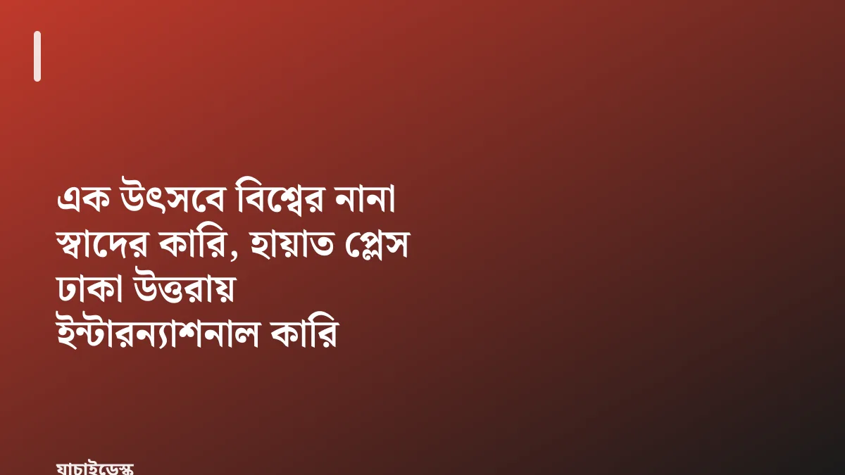 এক উৎসবে বিশ্বের নানা স্বাদের কারি, হায়াত প্লেস ঢাকা উত্তরায় ইন্টারন্যাশনাল কারি ফেস্টিভ্যাল — যাচাইডেস্ক