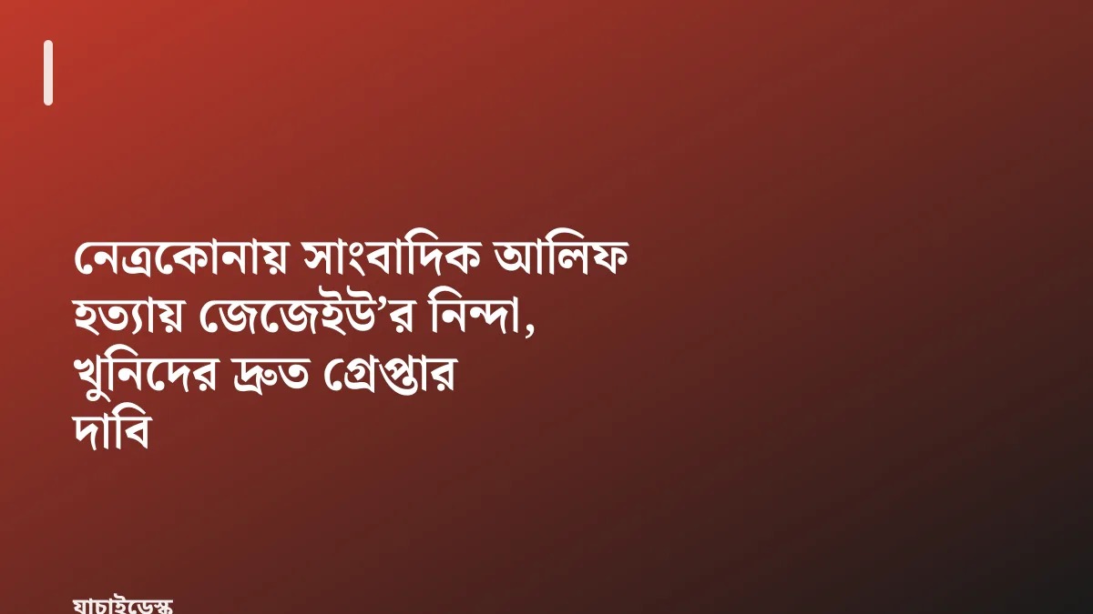 নেত্রকোনায় সাংবাদিক আলিফ হত্যায় জেজেইউ’র নিন্দা, খুনিদের দ্রুত গ্রেপ্তার দাবি — যাচাইডেস্ক