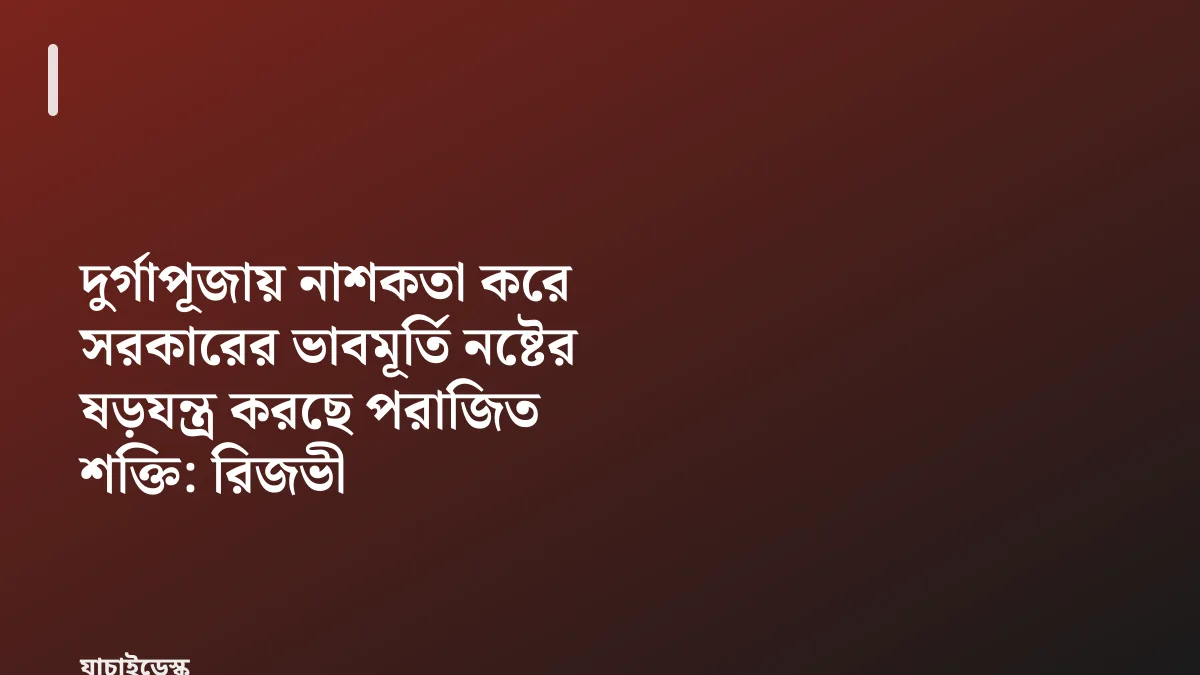 দুর্গাপূজায় নাশকতা করে সরকারের ভাবমূর্তি নষ্টের ষড়যন্ত্র করছে পরাজিত শক্তি: রিজভী — যাচাইডেস্ক